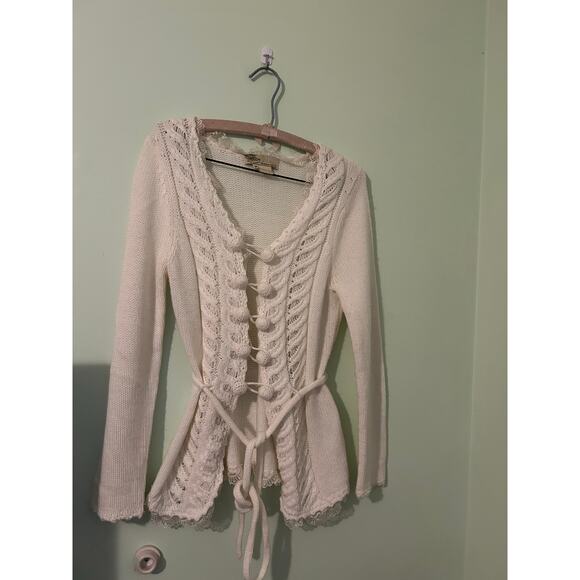 Vintage by Storybook Knits Lace Trim Coquette  Sweater M FairyBoho Cottage - Picture 2 of 11